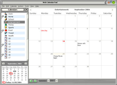 Web Calendar Pad