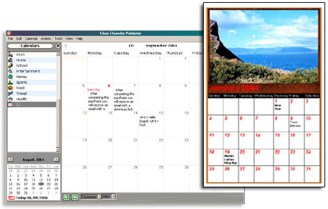 Screenshot of Web Calendar Pad